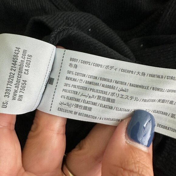 2/$24 Hollister Baby Tee Long Sleeve Cinched Crop Top Black Small #A0373 TRB2 - Picture 6 of 7